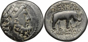 Greek Asia. Syria, Seleukis and Pieria Apameia. AE 21mm, 170 BC. D/ Head of Zeus (?) right, diademed. R/ Elephant right. BMC 5. AE. g. 6.68 mm. 21.50 ...