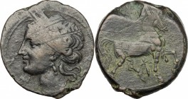 Africa. Zeugitania, Carthage. AE 29mm, 200-146 BC. D/ Head of Tanit left, wearing wreath. R/ Horse stepping right. SNG Cop. 409-413. AE. g. 18.45 mm. ...