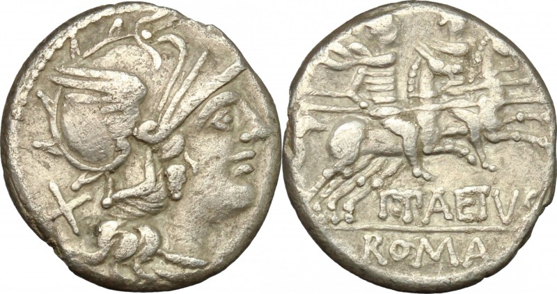 P. Aelius Paetus. AR Denarius, 138 BC. D/ Head of Roma right, helmeted. R/ Diosc...