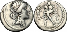 Julius Caesar. AR Denarius, Africa mint, 47-46 BC. D/ Head of Venus right. R/ Aeneas left, carrying palladium and Anchises. Cr. 458/1. AR. g. 3.83 mm....