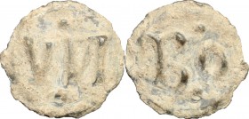 PB Tessera, c. 1st century AD. D/ VN (N is mirrored). R/ BO. PB. g. 1.22 mm. 15.00 VF.