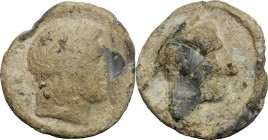 PB Tessera, c. 1st century AD. D/ Head of Jupiter right, laureate. R/ Head of Mercury right, wearing petasos. cf. Rostowzew 2621 (smaller). PB. g. 19....