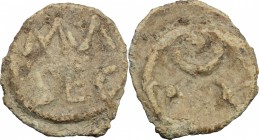 PB Tessera, c. 1st century AD. D/ MΛ / SEC. R/ Crescent and two stars. PB. g. 3.59 mm. 17.00 About VF.