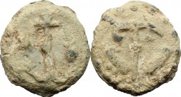 PB Tessera, c. 1st century AD. D/ Anchor. R/ Anchor. PB. g. 3.59 mm. 14.00 VF.