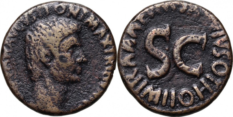 Augustus (27 BC - 14 AD). AE As, 7 BC. D/ Head right, bare. R/ Large SC surround...