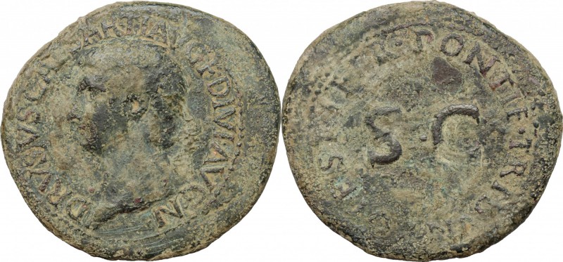 Drusus, son of Tiberius (died 23 AD). AE As, 22-23. D/ Head left, bare. R/ Large...