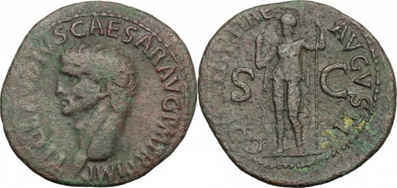 Claudius (41-54). AE Dupondius, 41-50. D/ Head left, bare. R/ Constantia standin...