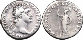 Domitian (81-96). AR Denarius, 93-94. D/ Head right, laureate. R/ Minerva standing left, holding spear, left hand resting on hip. RIC (2nd ed.) 764. A...
