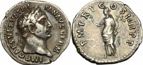 Trajan (98-117). AR Denarius, 101-102. D/ Head right, laureate. R/ Pax standing left, holding branch and cornucopiae. RIC 56. AR. g. 3.12 mm. 19.00 To...