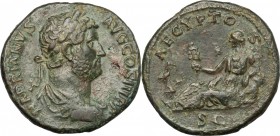 Hadrian (117-138). AE Dupondius, 134-138. D/ Bust right, laureate, draped. R/ Aegyptos reclining left, holding sistrum; before, ibis set on low column...