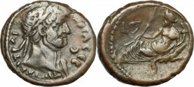 Hadrian (117-138). BI Tetradrachm, Alexandria mint, 121-122. D/ Bust right, laureate, draped on left shoulder. R/ Nile reclining left, holding reed; b...