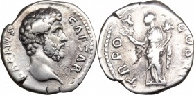 Aelius Caesar (136-138). AR Denarius, 137 AD. D/ Head right, bare. R/ Felicitas standing left, holding caduceus and cornucopiae. RIC (Hadrian) 430a. A...