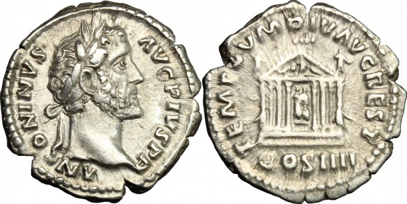 Antoninus Pius (138-161). AR Denarius, 145-161. D/ Head right, laureate. R/ Octo...