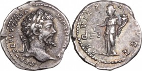 Septimius Severus (193-211). AR Denarius, 197-200. D/ Head right, laureate. R/ Aequitas standing left, holding scales and cornucopiae. RIC 122C. AR. g...