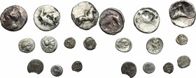 Lot of 10 AR coins of Greek Italy, including: Akragas, Velia, Tarent and Kroton. AR. Good F/F.
