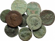Lot of 10 Roman Imperial AE coins, including: Domitian, Antoninus Pius, Vespasian, Gordian III, Philip I, Marcus Aurelius, Faustina I. AE. Good F/F/Ab...