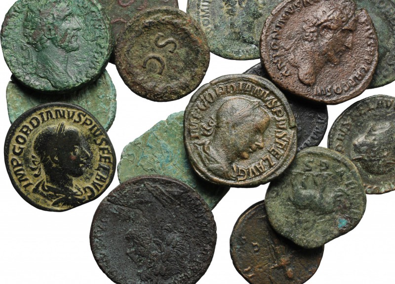 Lot of 15 Roman Imperial AE coins, including: Gordian III, Hadrian, Julia Mamea,...