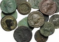 Lot of 15 Roman Imperial AE coins, including: Gordian III, Hadrian, Julia Mamea, Antoninus Pius, Faustina II, Maximinus Thrax, Domitian. AE. Good F/F/...