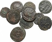 Lot of 10 Roman Imperial AE coins, including: Maxentius, Constantine, Licinius. AE. About VF.