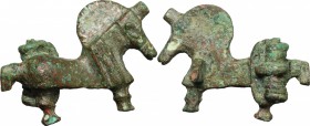 Bronze fibula in the shape of horse.
 Roman period, 1st - 3rd century AD.
 38 x 27 mm.