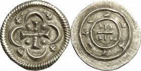 Hungary. Stephan II (1116-1131). AR Denar, 1116-1131. Unger 39. Huszár 84. AR. g. 0.38 mm. 12.50 EF.