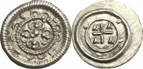Hungary. Bela II (1131-1141). AR Denar, 1131-1141. Unger 46. Huszár 96. AR. g. 0.21 mm. 10.00 About EF.