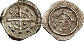 Hungary. Bela II (1131-1141). AR Denar, 1131-1141. Unger 53. Huszár 102. AR. g. 0.35 mm. 12.00 About EF/Good VF.