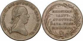 Austria. Leopold II (1790-1792). AE Medal, Austrian Netherlands, 1791. D/ Bust right, laureate. R/ Inscription in five lines within wreath of palm and...