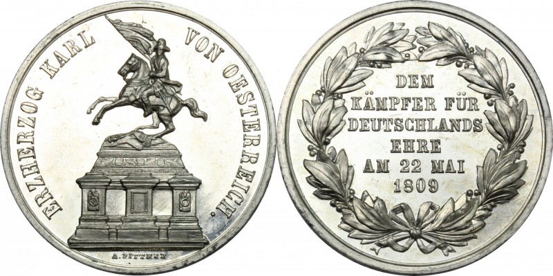 Austria. Archdukie Karl (1771-1847). Tin Medal 1809. D/ Statue of the Archduke o...