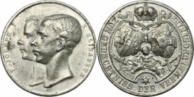 Austria. Franz Joseph (1848-1916). AR Medal 1854. D/ Jugate heads of Franz Joseph and Elisabeth left. R/ Coats of arms. AR. g. 11.79 mm. 29.00 VF. For...
