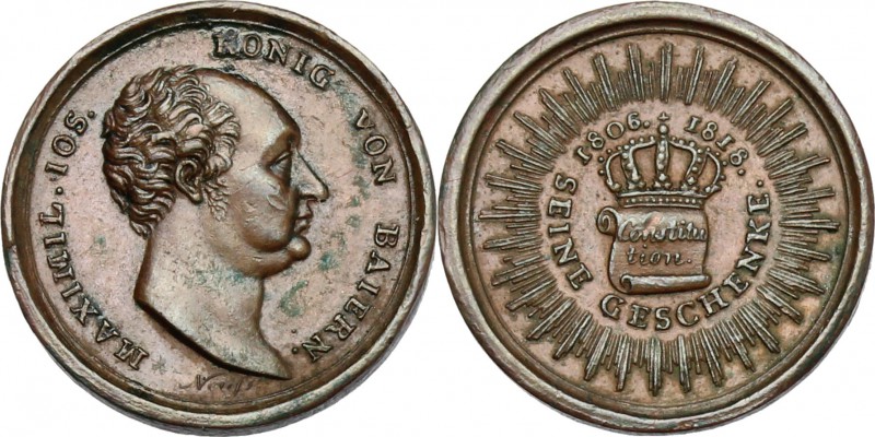 Germany. Bayern. Maximilian I. Joseph (1799-1825). AE Medal, 1818. D/ Head right...