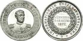Germany. Bayern. Ludwig II (1864-1886). White metal Medal 1877. D/ Bust frontal, head slightly right. R/ Wreath. Erlanger 100. White metal. g. 19.51 m...