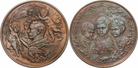 Germany. Wilhelm II (1888-1918). AE Medal, 1889. D/ Jugate busts of Wilhelm II and his wife; on the sides two angels holding palm branches and crown a...