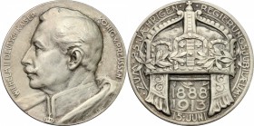 Germany. Wilhelm II (1888-1918). AR Medal, 1913. D/ Bust left. R/ Crown. AR. g. 17.19 mm. 33.00 Lightly toned. VF. For the 25th anniversary of his rei...