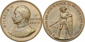 Germany. Wilhelm II (1888-1918). AE Medal, 1914. D/ Bust left. R/ Knight standing facing, holding sword and resting on shield. Zetzmann 2028 (but AR)....