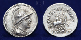 BAKTRIA: Eukratides I Megas. Circa 170-145 BC. AR Drachm.