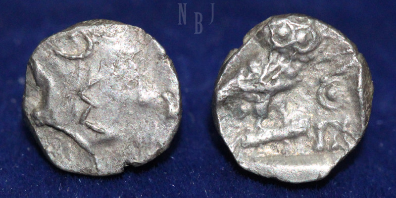 Philistia: Gaza. Imitating Attica. Athens AR Obol / Owl. Date: 400-333 BC. Obver...
