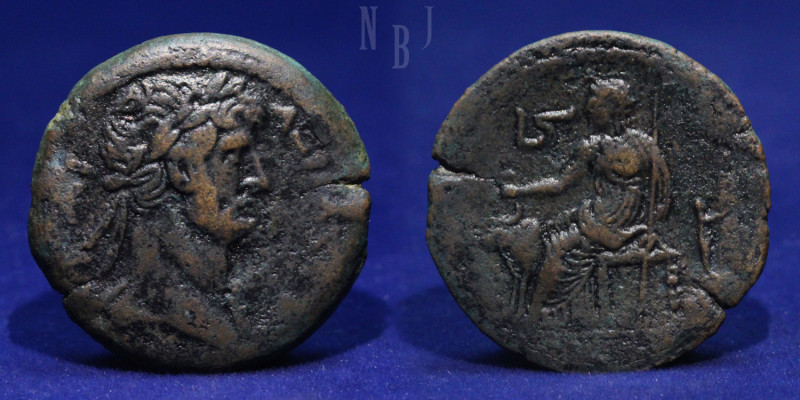 EGYPT. Alexandria. Hadrian, AD 117-138. Anonymous Coin. AE Drachm, Laureate, dra...