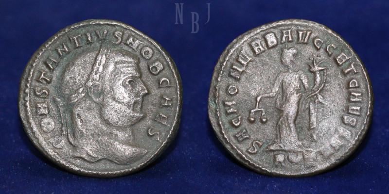 Roman Empire: Constantius I, AE Follis, Mint Rome. Obverse: CONSTANTIVS NOB CAES...