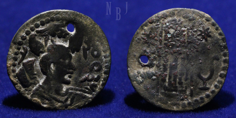 Nezak Huns: Napki Malik coinage Circa 650, Billon Drachm. Bust right wearing a w...