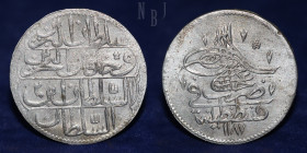 OTTOMAN EMPIRE: Turkey. Abdul Hamid I. AR Piastra. Constantinople AH 1187