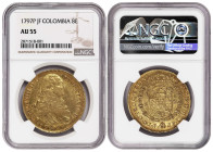 Colombia 8 Escudos 1797 P JF. NGC AU 55