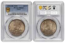 Egypt 10 Piastres 1939 / AH1358. PCGS MS 64