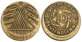 Germany 10 Rentenpfennig 1924-E Error