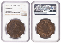 German East Africa 5 Heller 1909. NGC AU 55