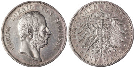 German States Kingdom of Saxony 5 Mark 1904 E