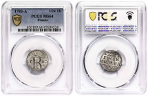 German States PRUSSIA 1⁄24 Thaler 1783. PCGS MS 64. Top Pop: The finest graded by PCGS! Only one copy engraved by PCGS MS 64