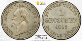 German States SAXE-COBURG-GOTHA 1 Grosch 1865-B. TOP POP! PCGS population in MS 62: 2 (0 Finer) 