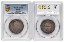 German States Baden 1 Gulden 1867. PCGS AU 58