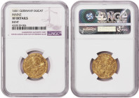 German States Mainz Ducat 1651. NGC XF. Rare type